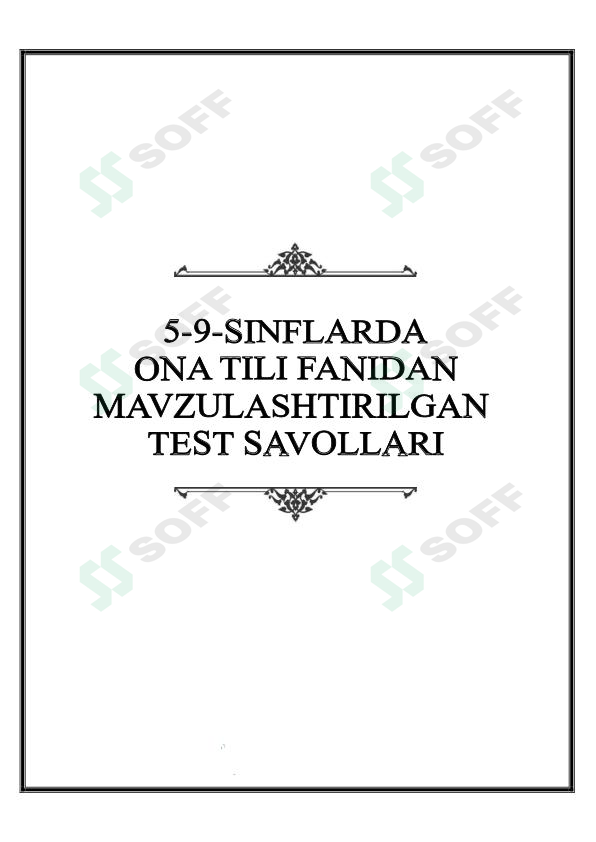 Ona tili fanidan testlar to'plami