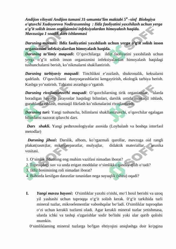 biologiya dars ishlanma