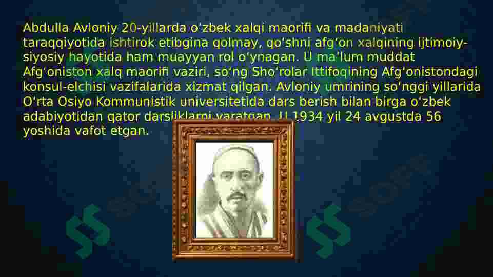 Abdulla Avloniy “Madaniyat to`lqinlari”