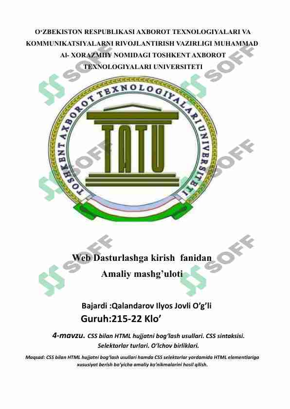 Html bilan css hujjatni bog'lash