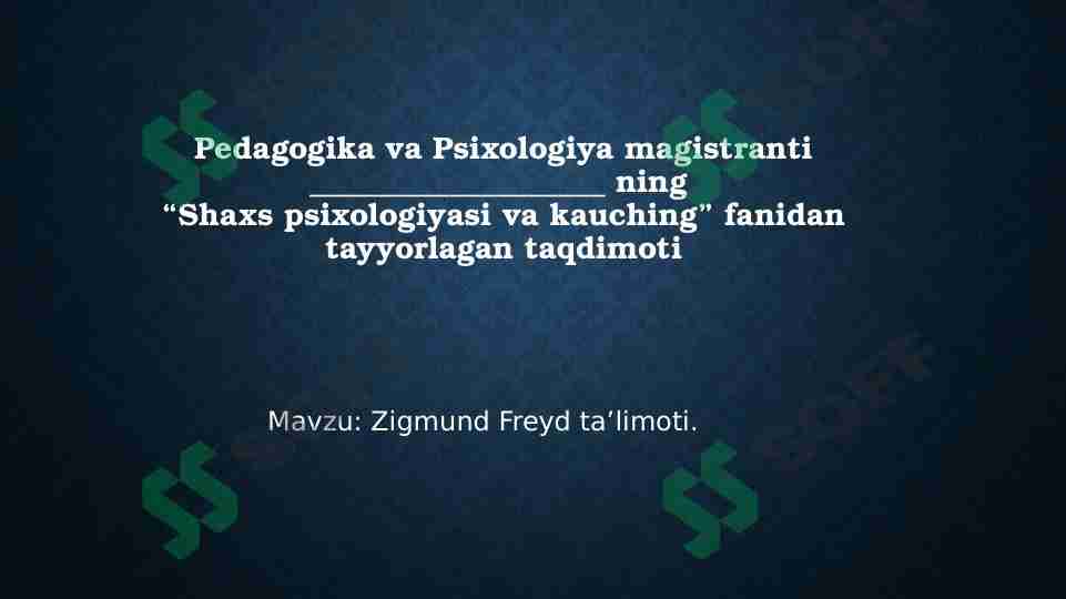 Zigmund Freyd ta’limoti