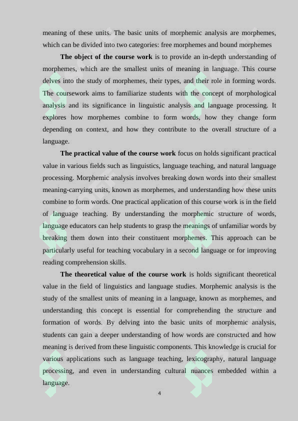 Morphemic analysis and its basic units