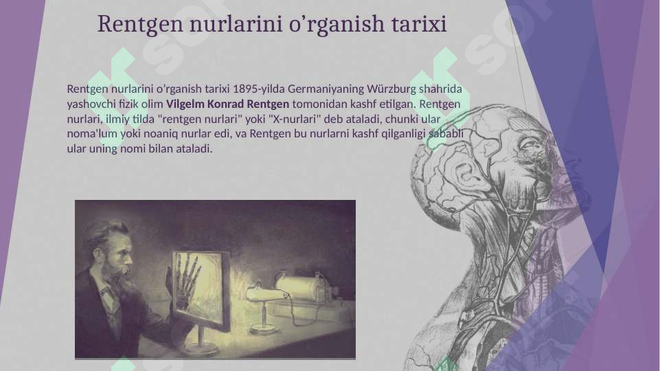 Rentgen nurlarini o’rganish tarixi, suyak va bo’gimlar rivojlanishini ...