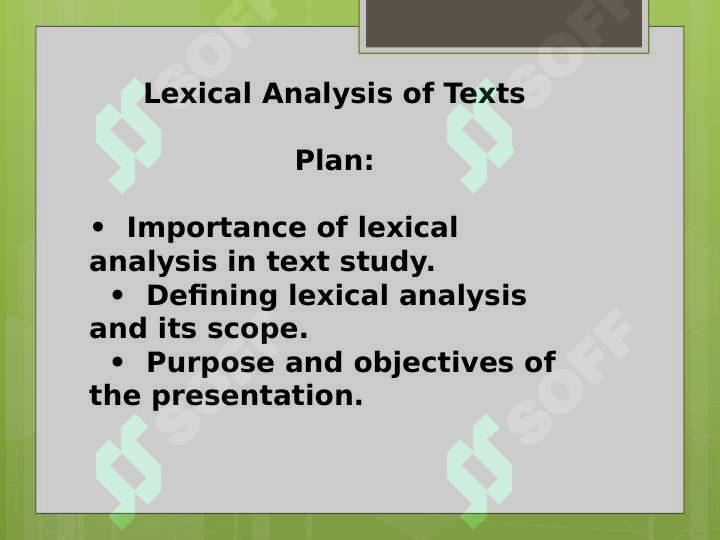 Lexical Analysis of Texts