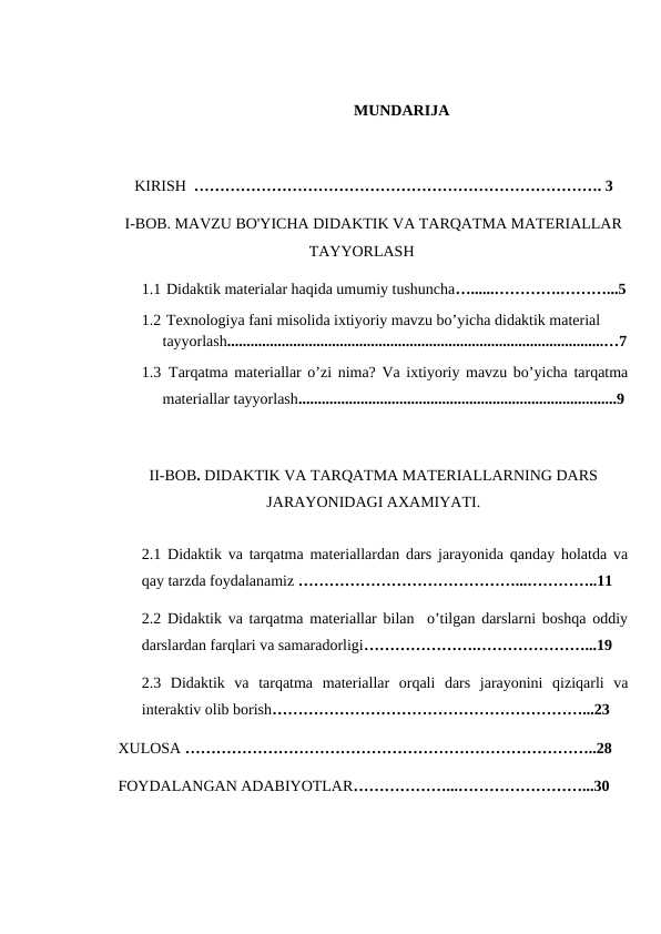 Mavzu bo'yicha didaktik va tarqatma materiallar tayyorlash va ularning dars jarayonidagi axamiyati