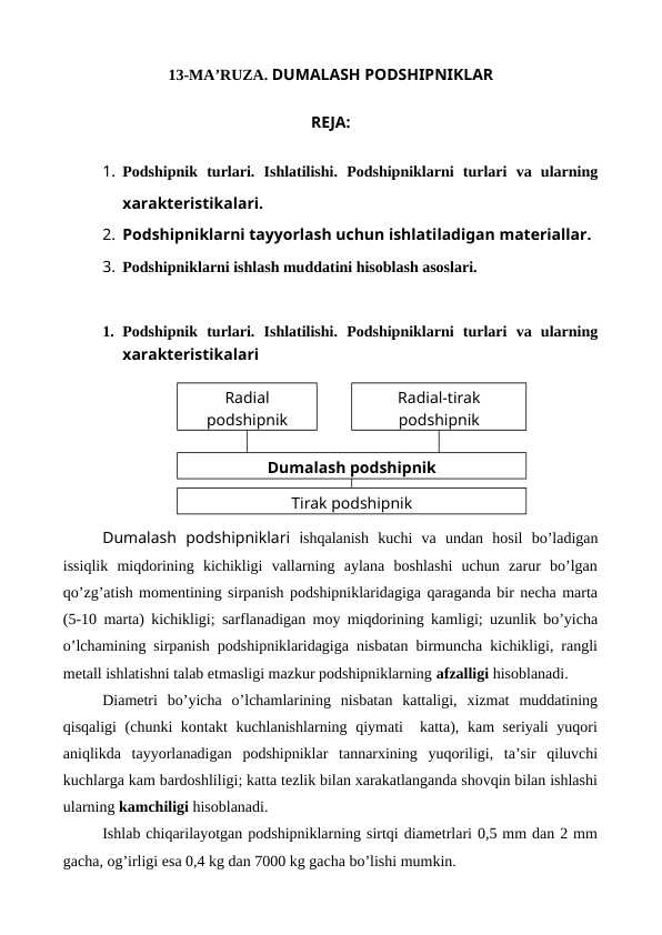 DUMАLАSH PODSHIPNIKLAR
