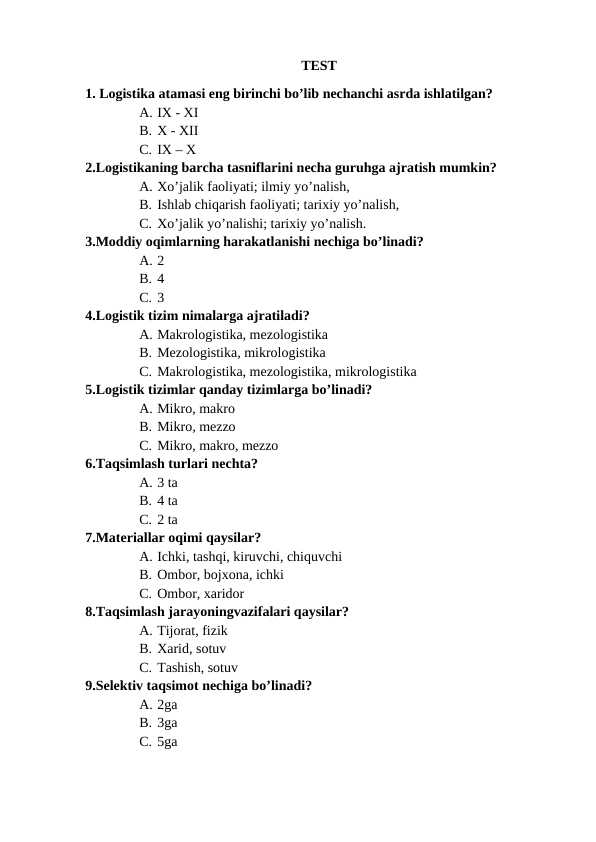 Logistika test