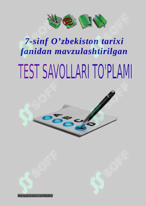7-sinf O'zbekiston tarixi fanidan testlar