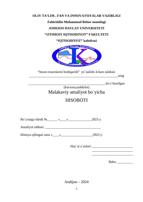 Amaliyot hisoboti betlik