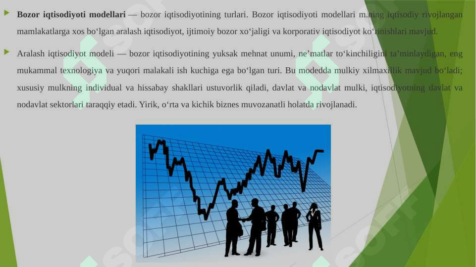 Bozor iqtisodiyoti modellari va ularning xususiyatlari