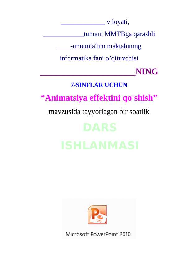7-sinf informatika .Animatsiya effektini qo'shish+