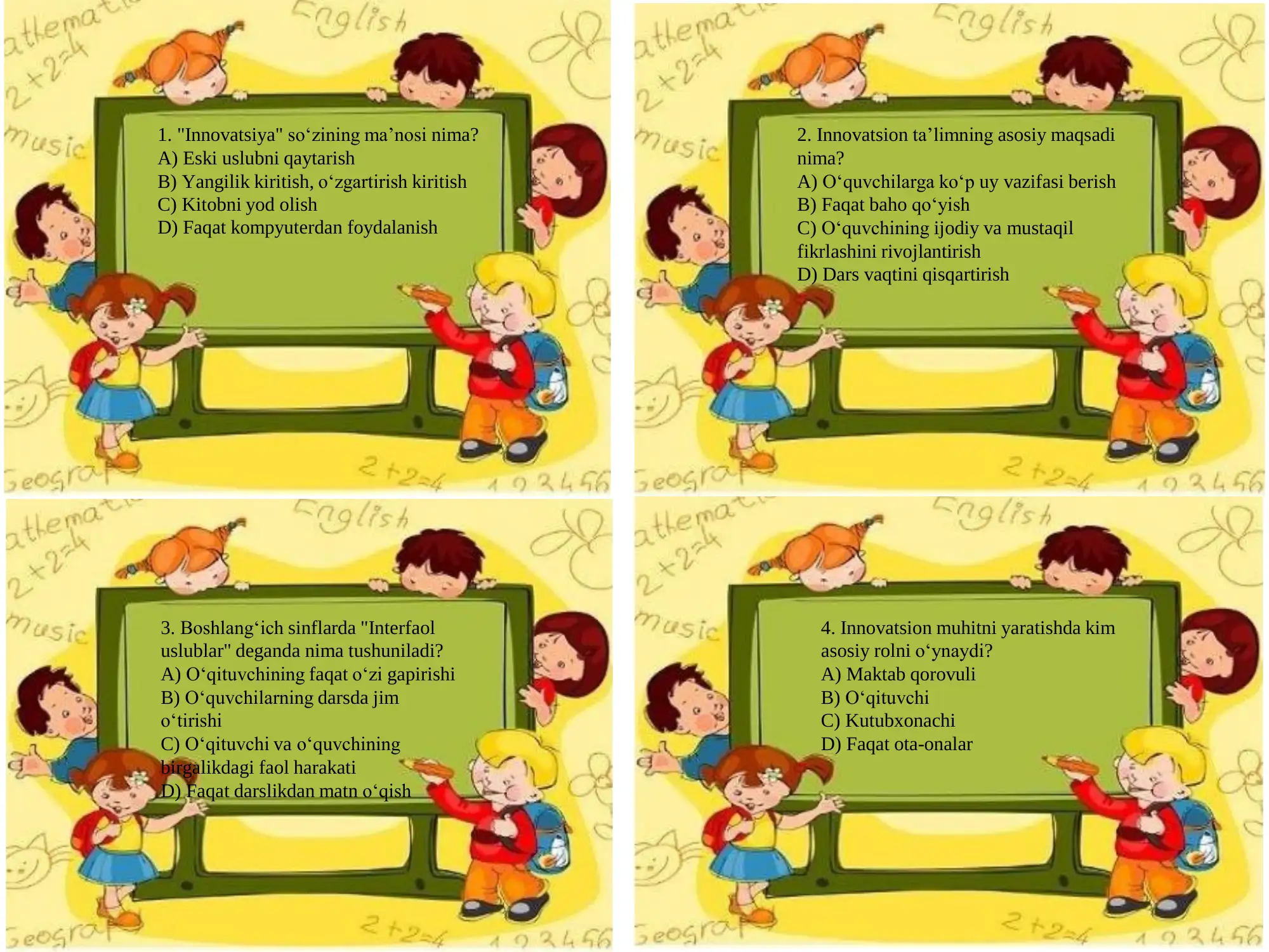 Tarqatma testlar uchun