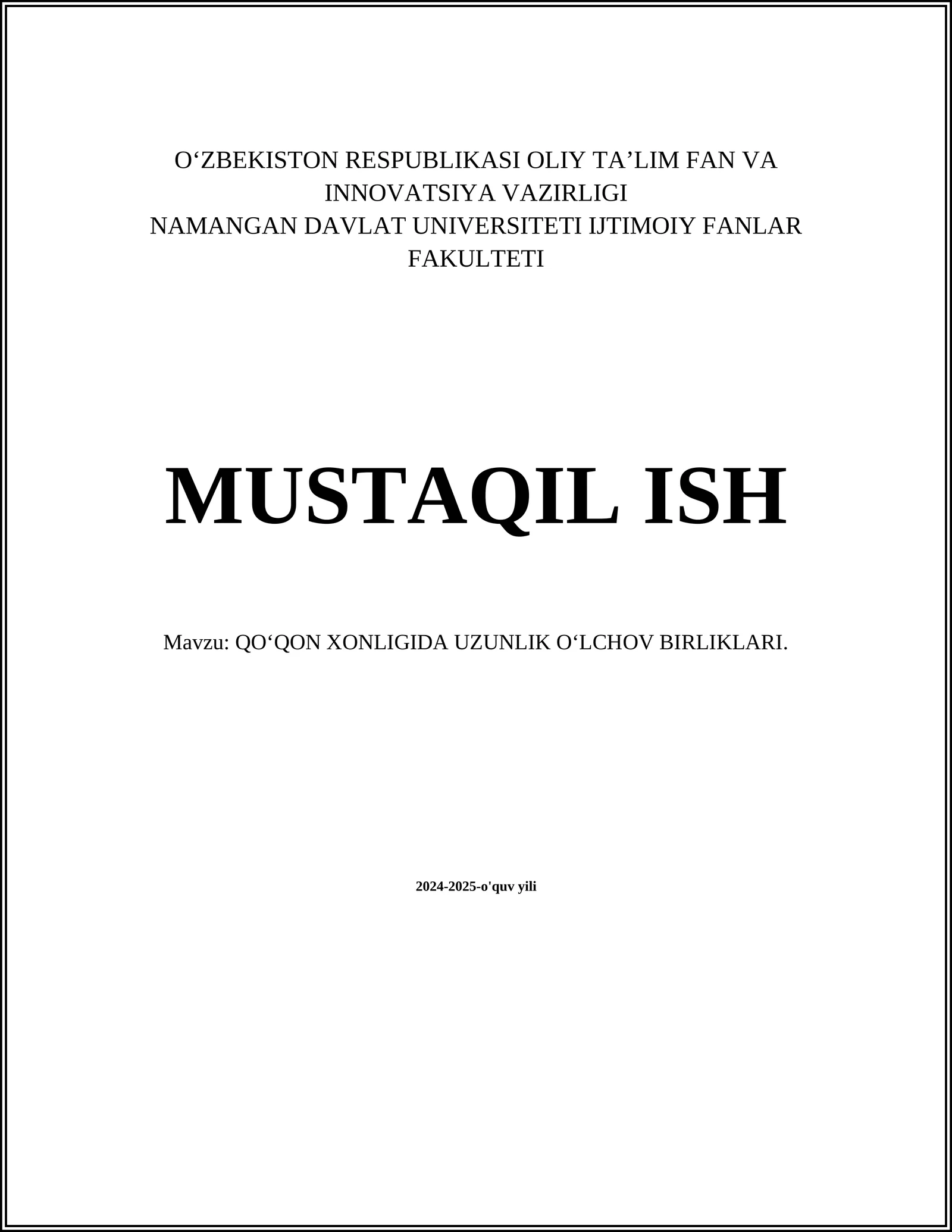 QO‘QON XONLIGIDA UZUNLIK O‘LCHOV BIRLIKLARI