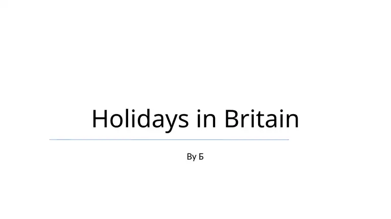 Holidays in Britain