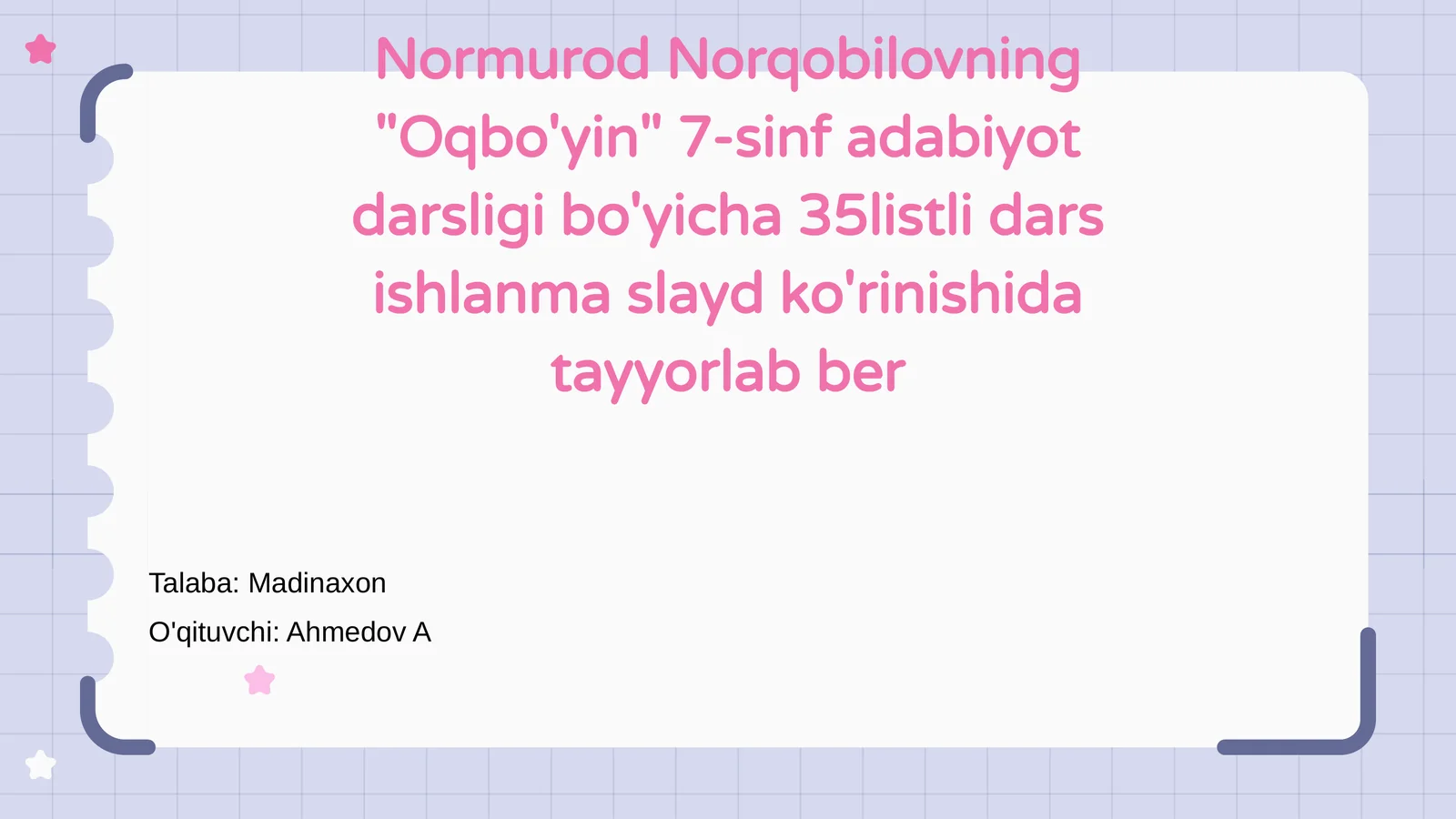 Oqbo'yin 7-sinf adabiyot darsligi