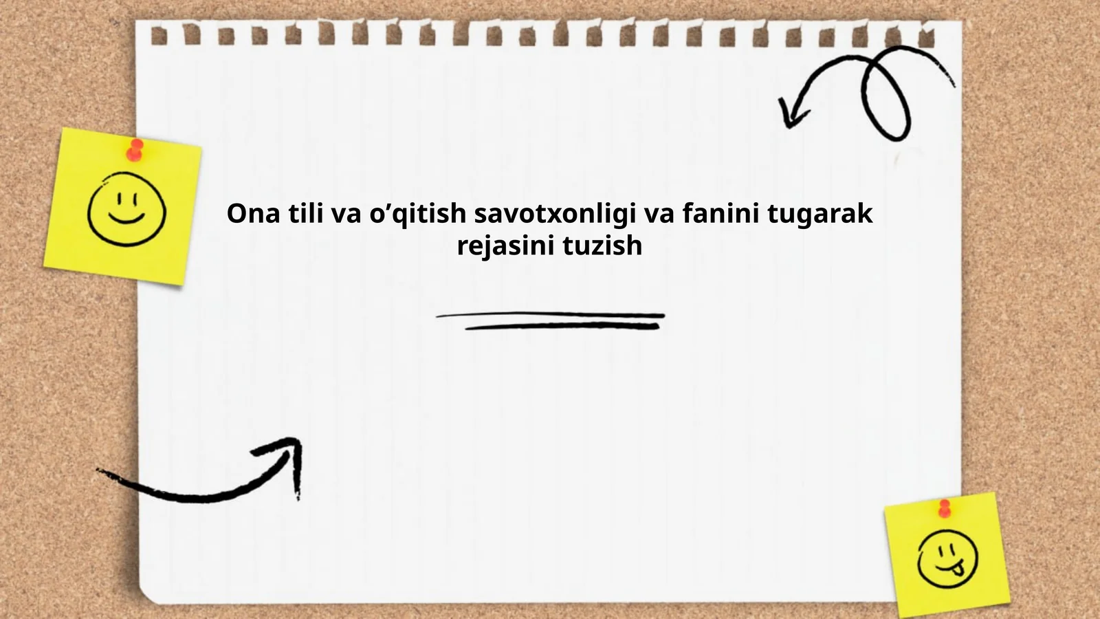 Ona tili va oʼqitish savotxonligi va fanini tugarak rejasini tuzish