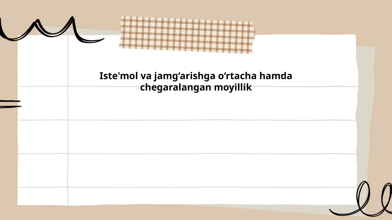 Iste'mol va jamg‘arishga o‘rtacha hamda chegaralangan moyillik