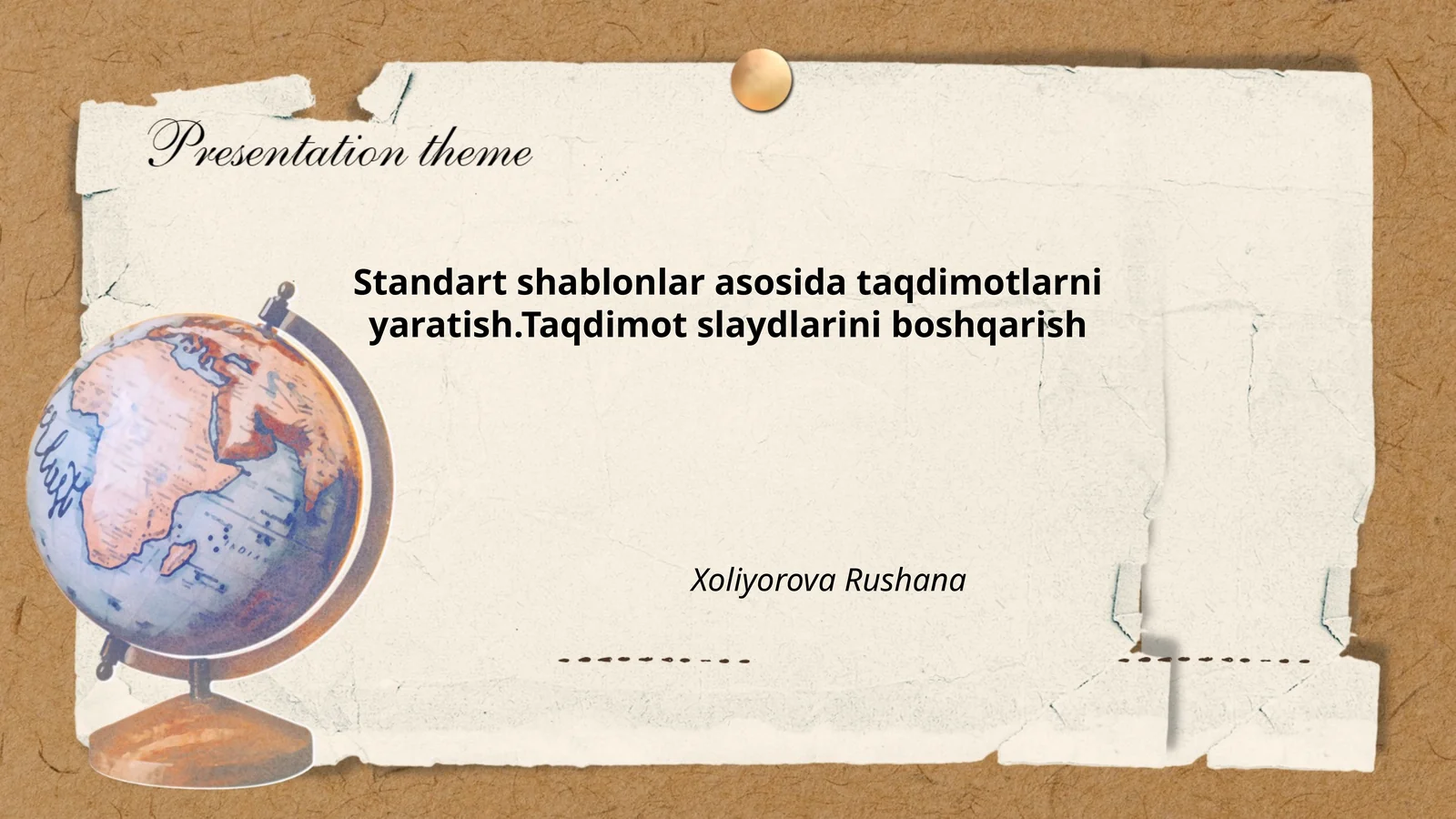 Standart shablonlar asosida taqdimotlarni yaratish.Taqdimot slaydlarini boshqarish