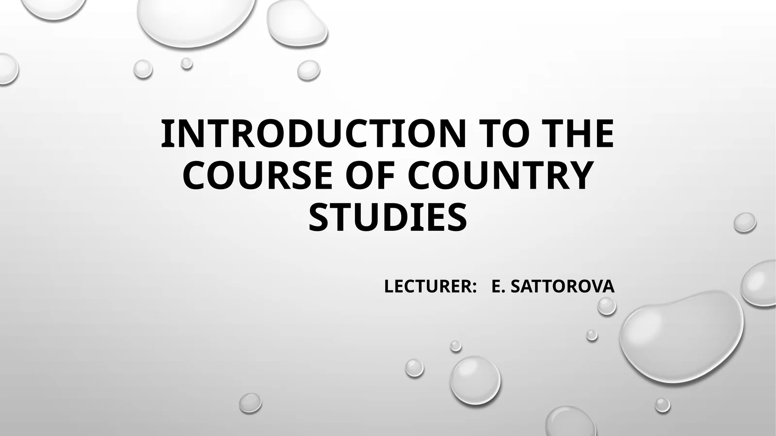 Introduction to the course of Country Studies