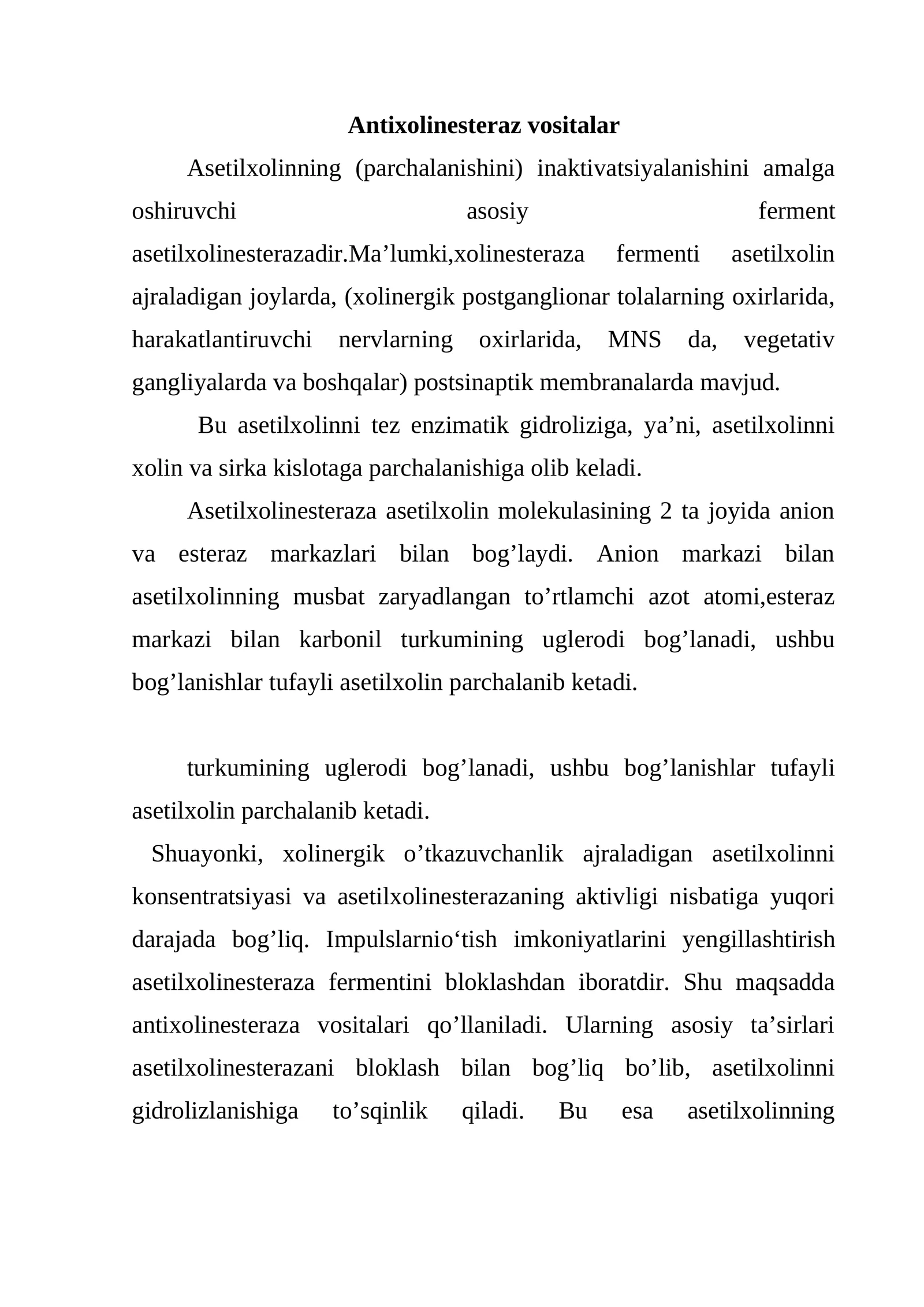 Antixolinesteraz vositalar