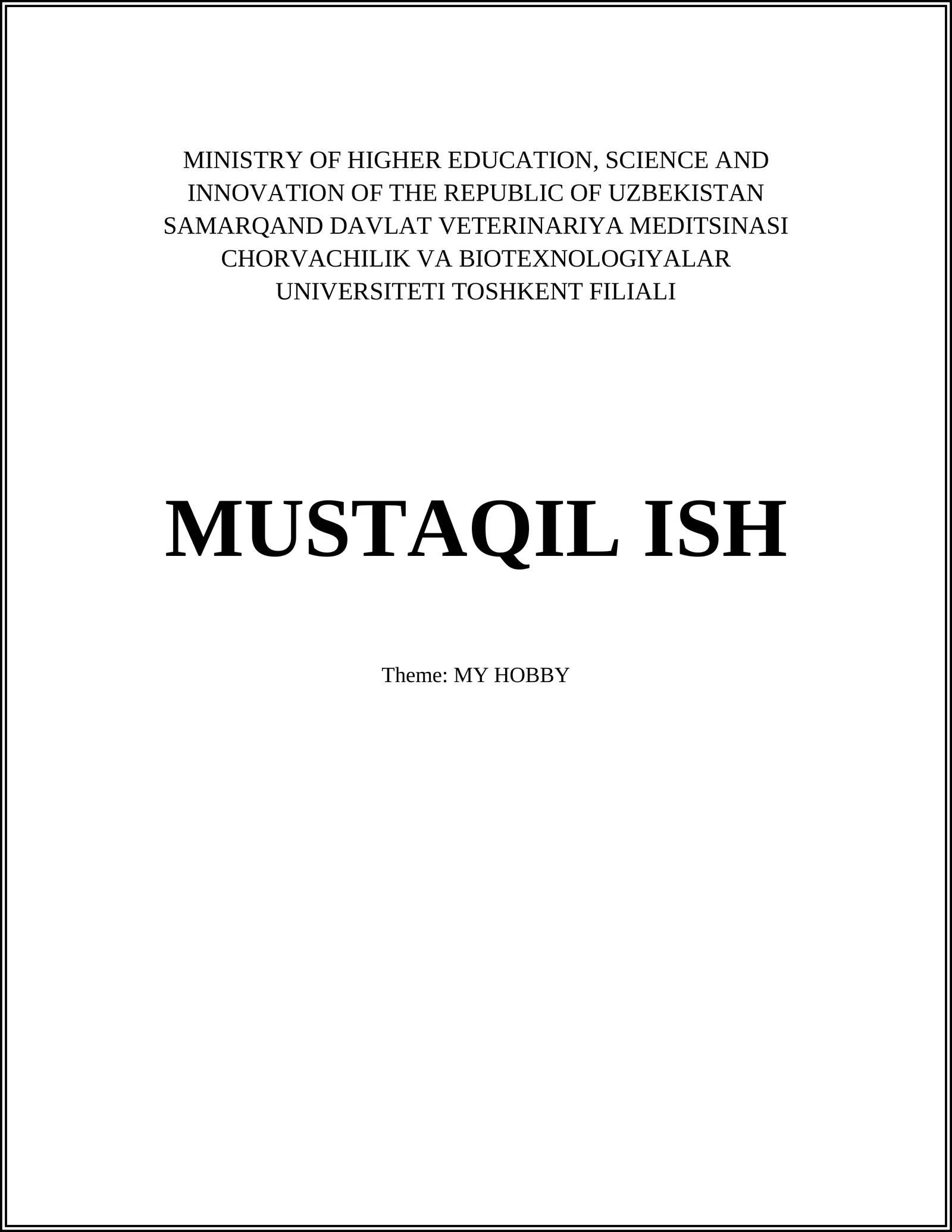 Introduction to My Hobby