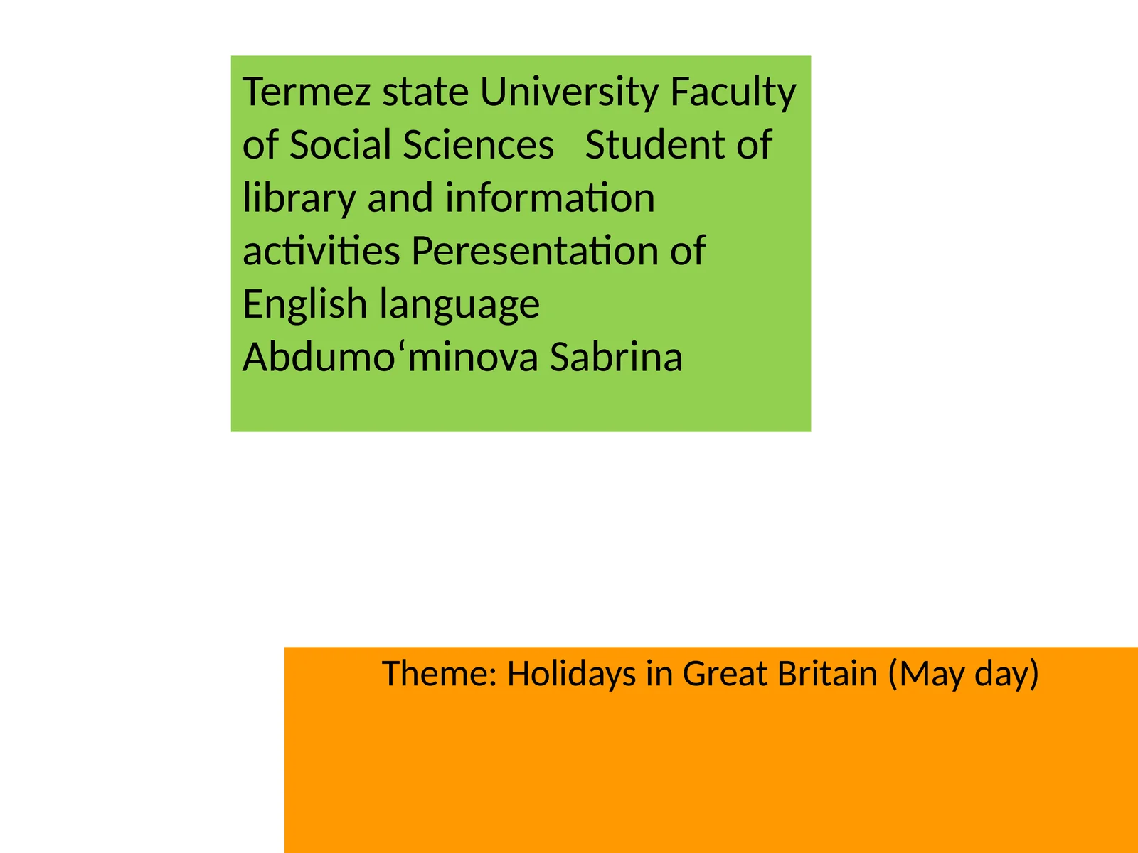 Holidays in Great Britain (Mayday)