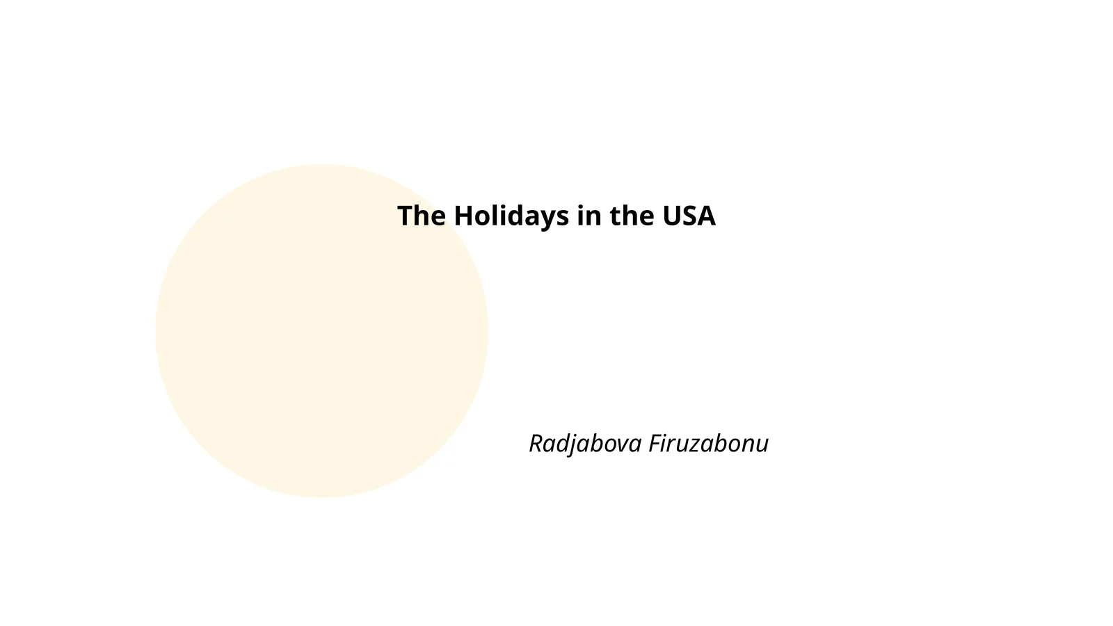 The Holidays in the USA