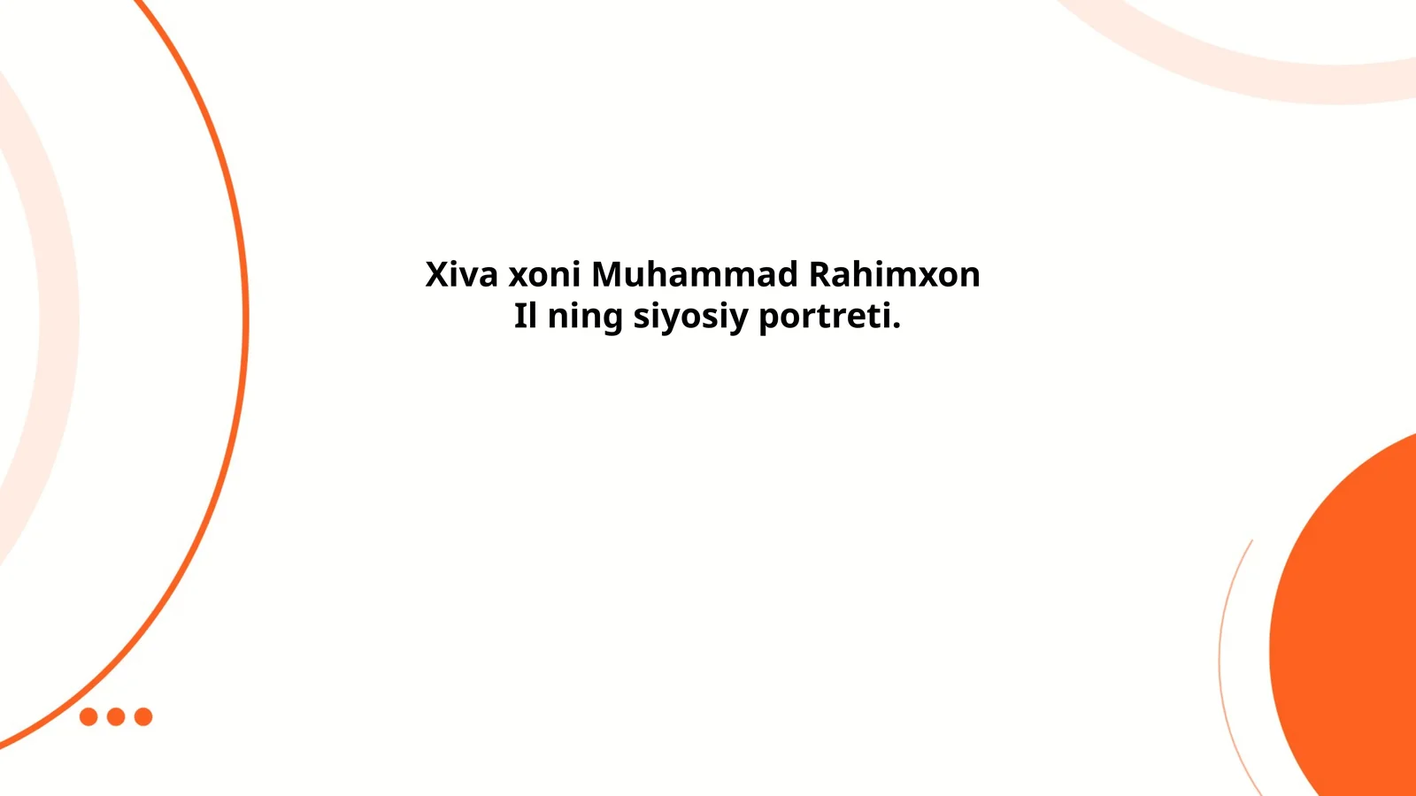 Xiva xoni Muhammad Rahimxon Il ning siyosiy portreti