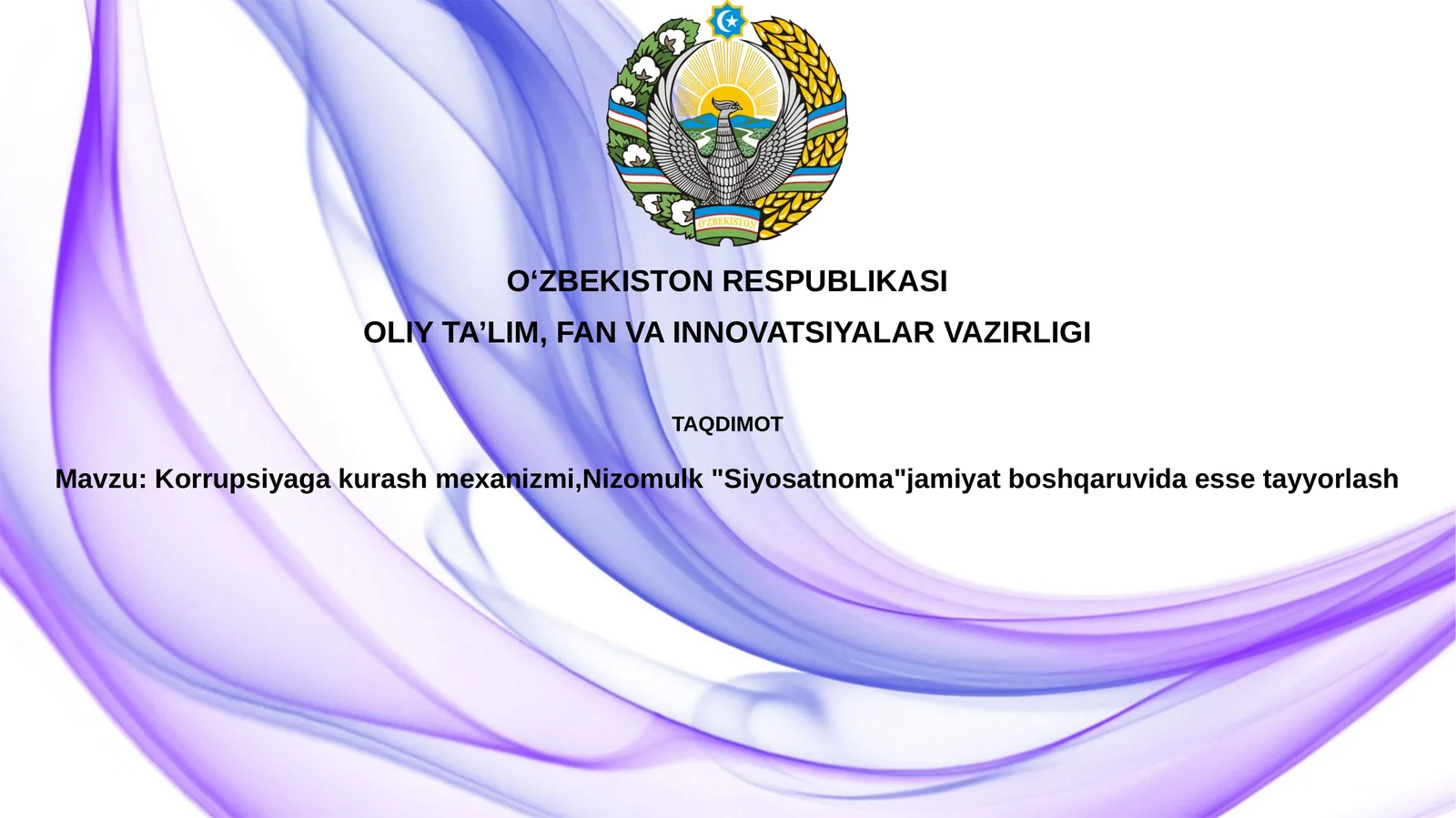 Korrupsiyaga qarshi kurashmexanizmi va Nizomulk "Siyosatnoma" jamiyat boshqaruvida esset tayyorlash