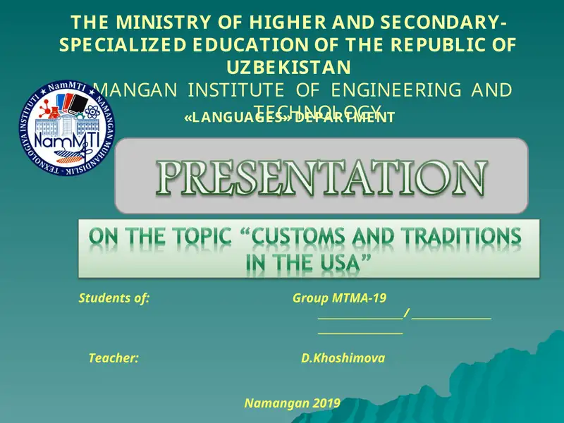 Holidays and Traditions in the USA