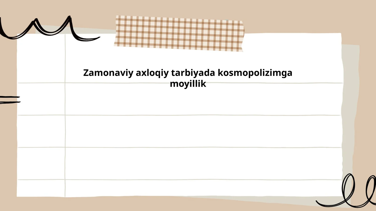 Zamonaviy axloqiy tarbiyada kosmopolizimga moyillik
