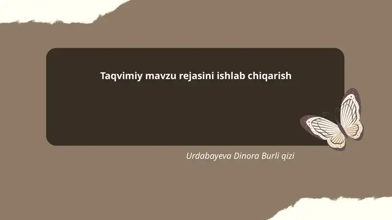 Taqvimiy mavzu rejasi