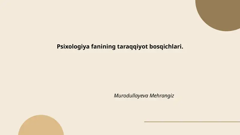 Psixologiya fanining taraqqiyot bosqichlari