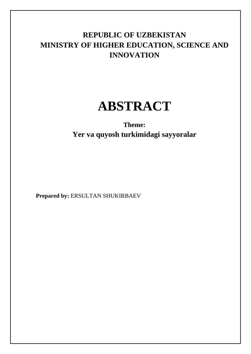 Yer va quyosh turkimidagi sayyoralar