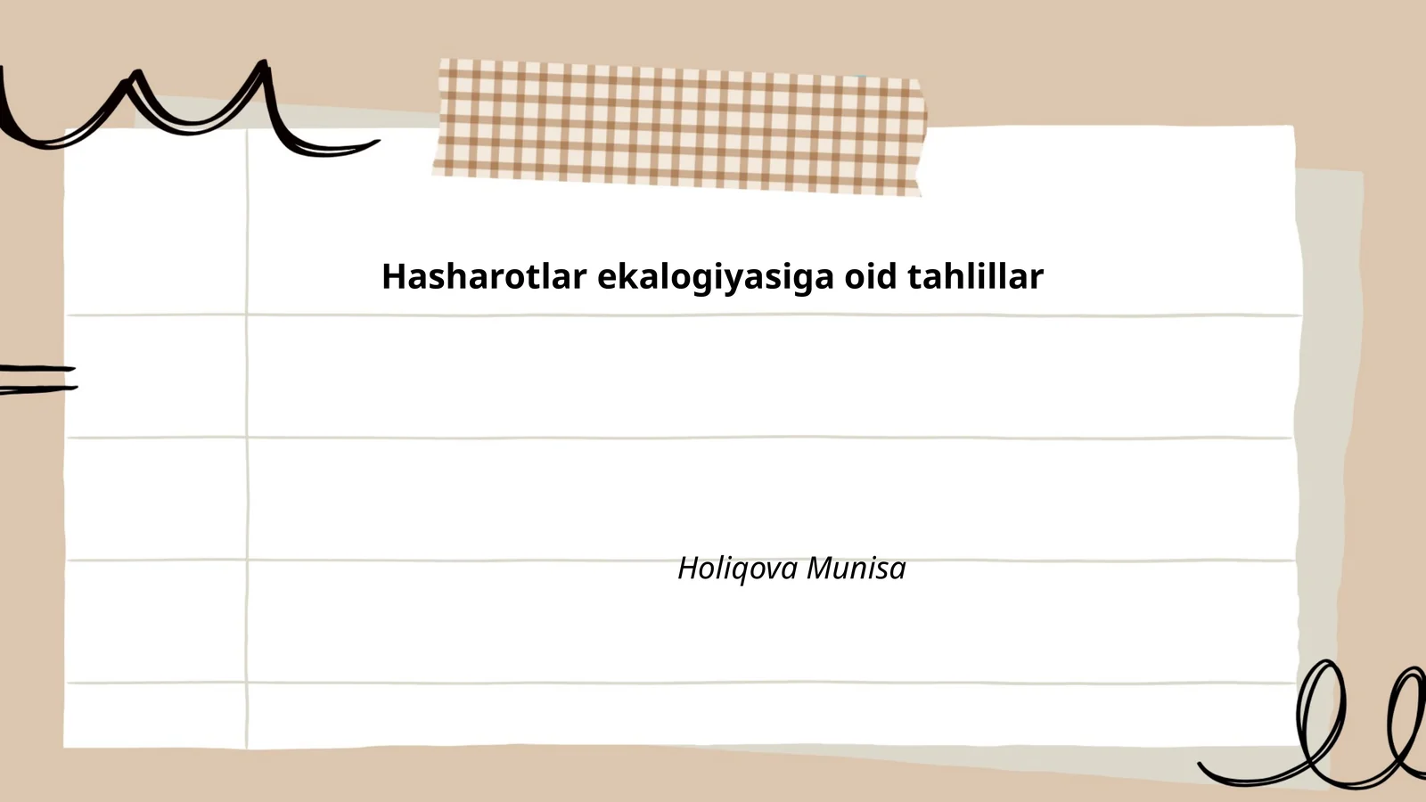 Hasharotlar ekalogiyasiga oid tahlillar