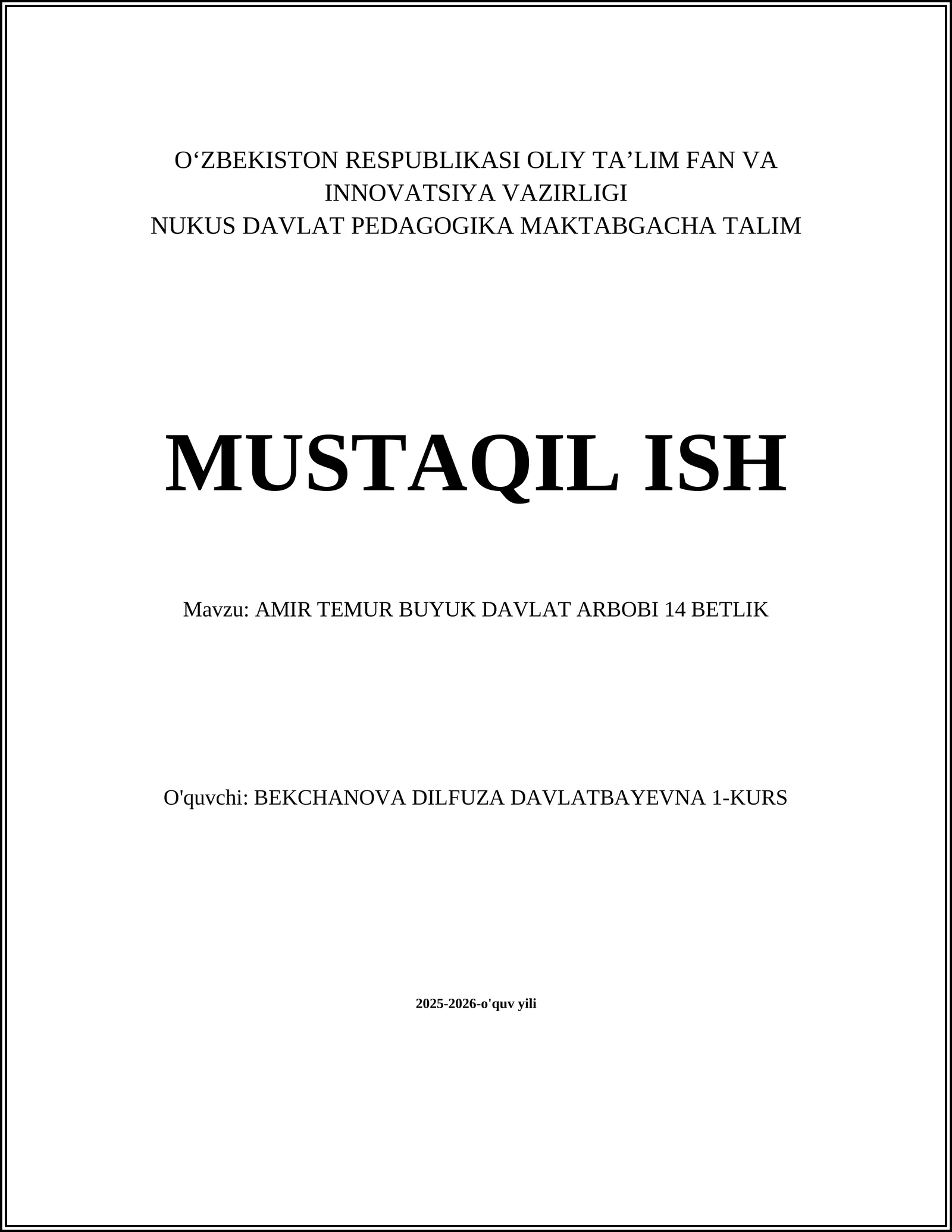 Amir Temur Buyuk Davlat Arbobi 14 Betlik