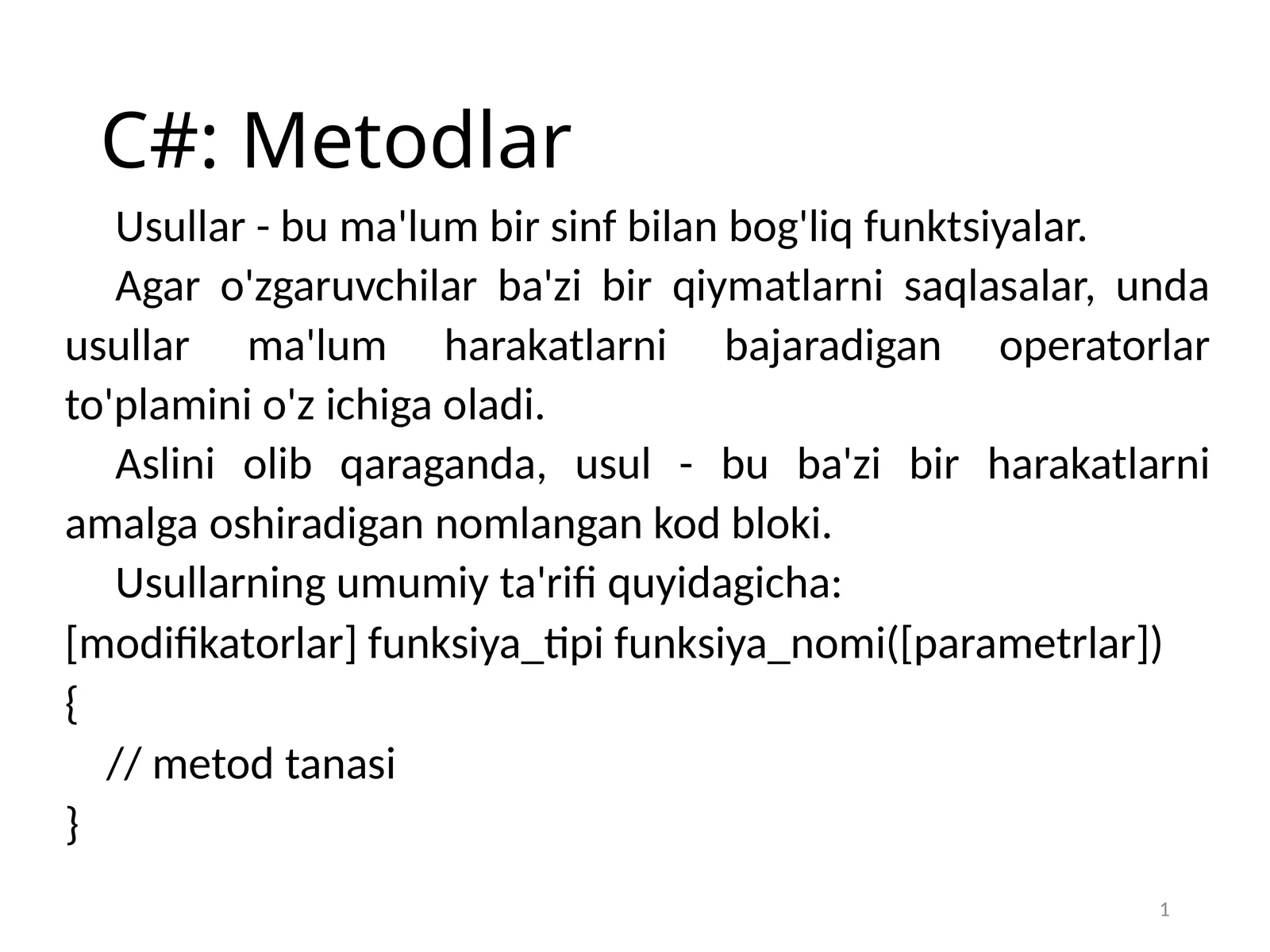 Metodlar