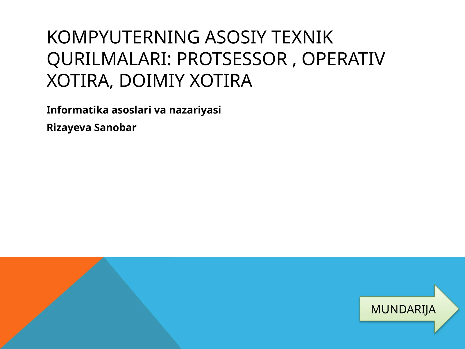 Informatika asoslari va nazariyasi