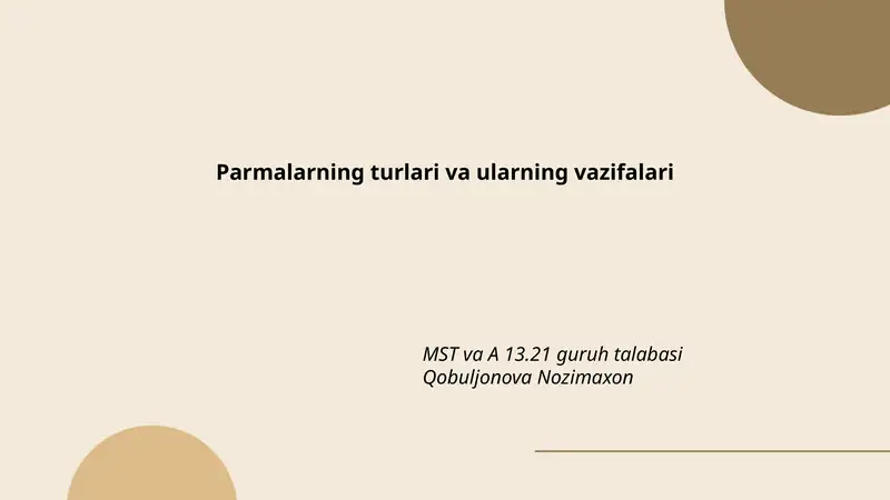 Mexanik parmalarning turlari