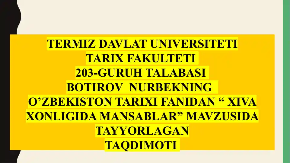 Xiva xonligida mansablar