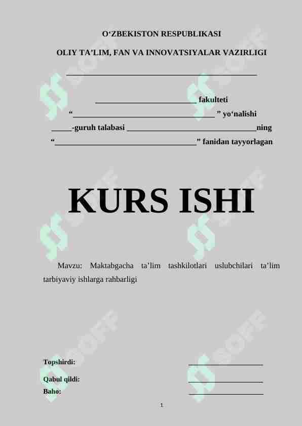 Maktabgacha ta’lim tashkilotlari uslubchilari ta’lim tarbiyaviy ishlarga rahbarligi