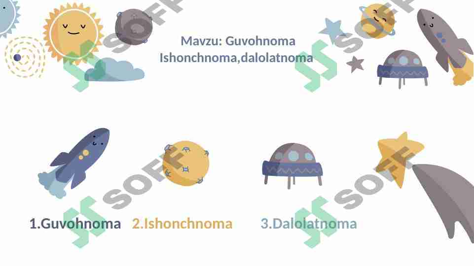 Guvohnoma Ishonchnoma,dalolatnoma