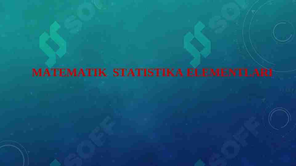 Matematik statistika elementlari