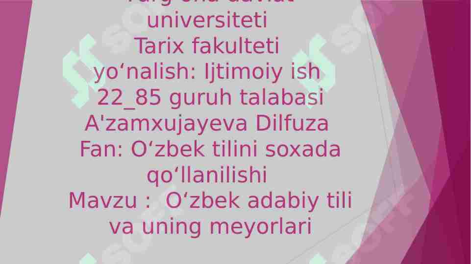 O`zbek adabiy tilining me`yorlari