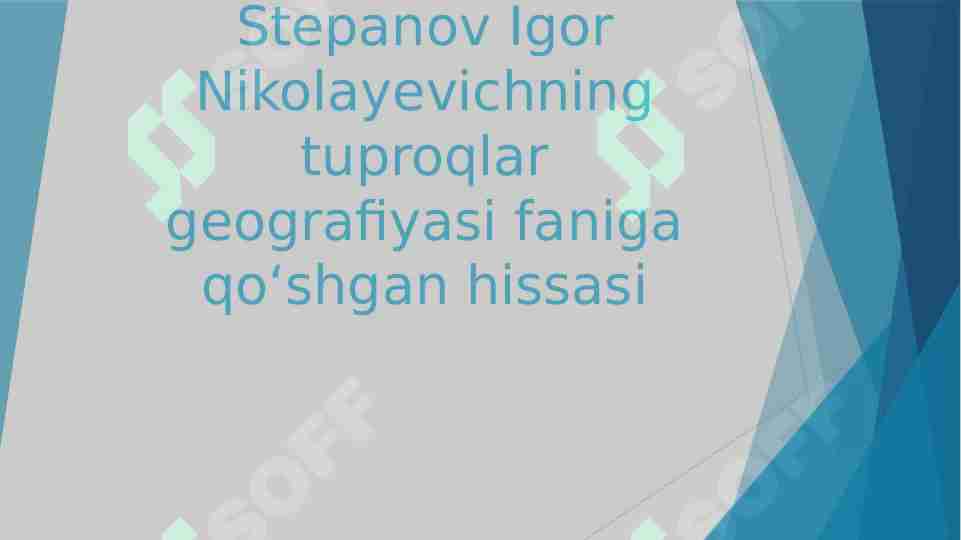 Stepanov Igor Nikolayevichning tuproqlar geografiyasi faniga qoʻshgan hissasi