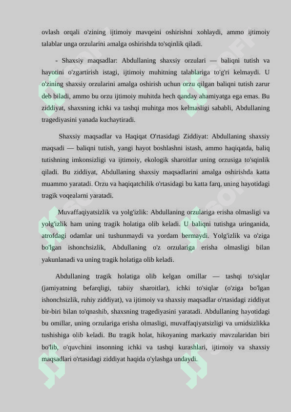 Qamchibek Kenjaning Baliq ovi hikoyasida shaxs fojeasi talqini