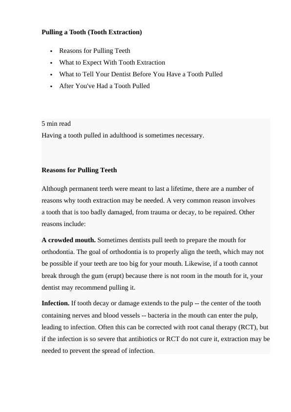 Pulling a Tooth (Tooth Extraction)