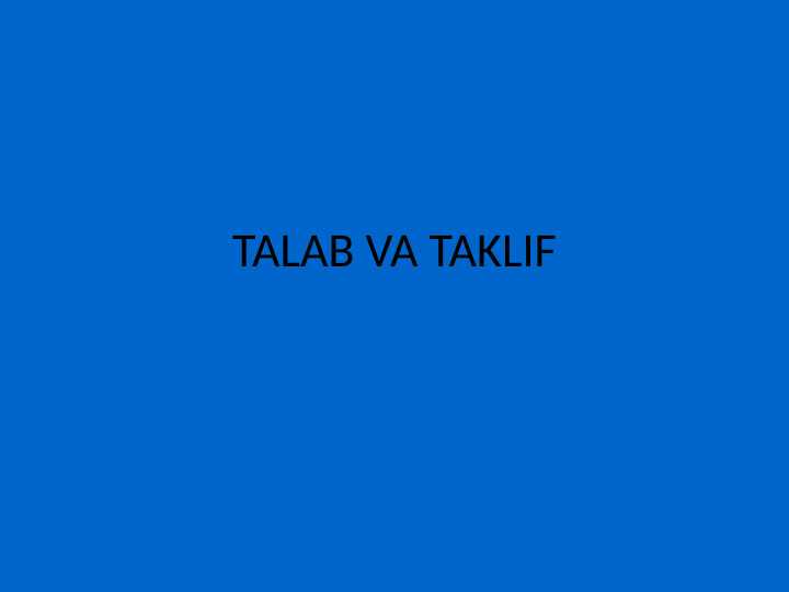 Talab va taklif