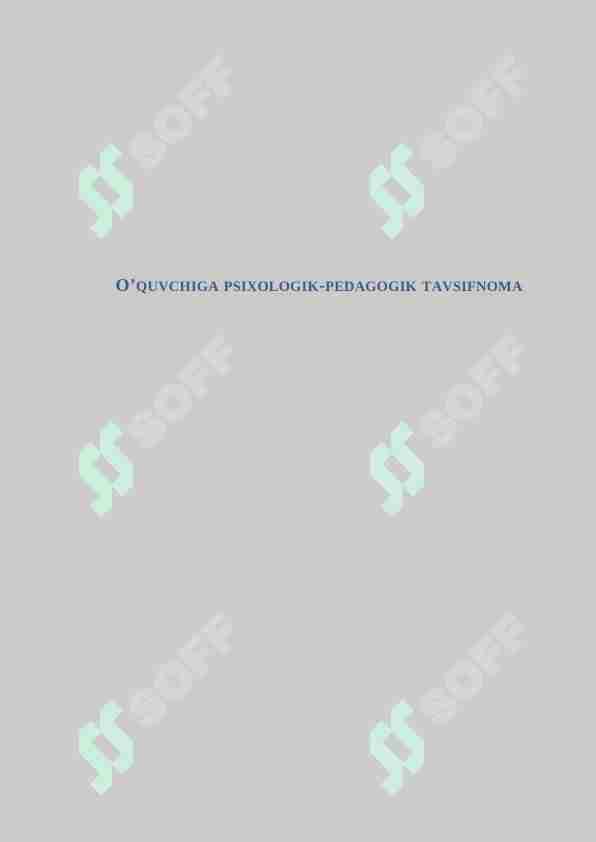 o'quvchiga psixologik-pedagogik tavsifnoma