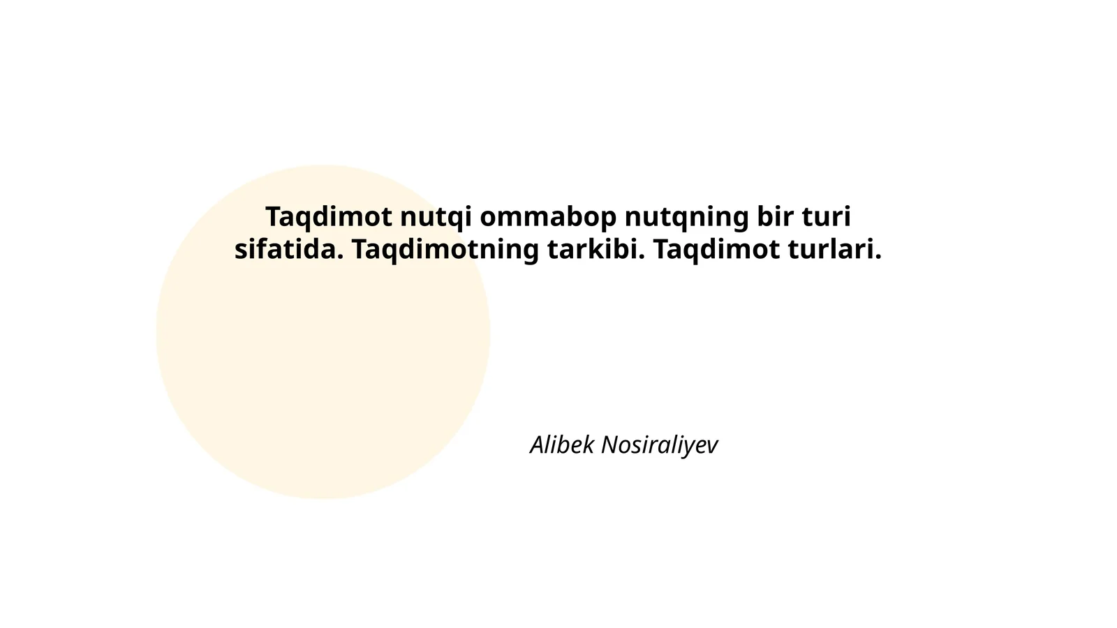 Taqdimot nutqi ommabop nutqning bir turi sifatida